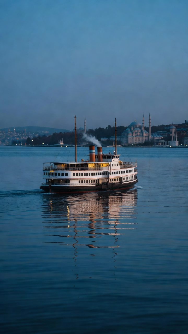 Boğazda seyreden şehir vapuru